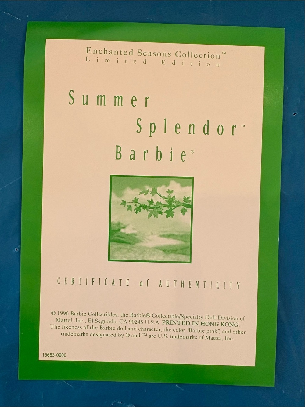 Barbie Enchanted Seasons Summer Splendor Limited Edition Doll COA 1996 15683 - Picture 6 of 6